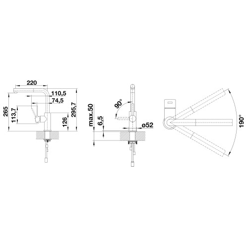 Смеситель Blanco 523123 LANORA-S нерж. сталь (выдвижной шланг)
