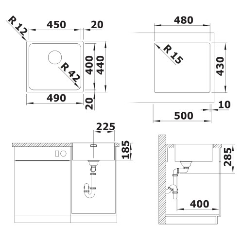 Мойка Blanco 526121 SOLIS 450-IFInFino нерж. сталь пол. (стоп)