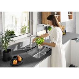 Смеситель Blanco 526179 LANORA-F нерж. сталь (монтаж перед окном)