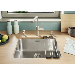 Смеситель Blanco 526179 LANORA-F нерж. сталь (монтаж перед окном)