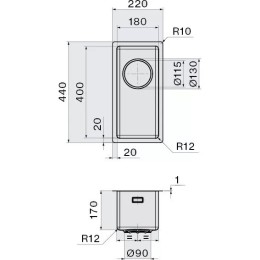 Мойка Falmec COMO 18 CM Inox (Undermount)