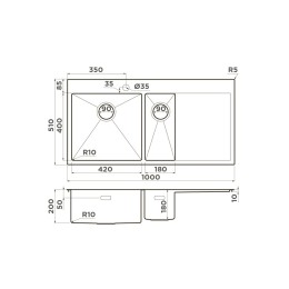 Мойка Omoikiri Akisame 100-2-GM-R