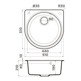 Мойка Omoikiri Akegata 51-GR