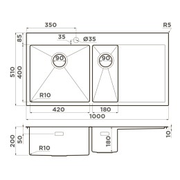 Мойка Omoikiri Akisame 100-2-GM-L