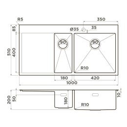 Мойка Omoikiri Akisame 100-2-GM-L