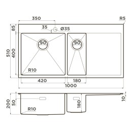 Мойка Omoikiri Akisame 100-2-IN-L