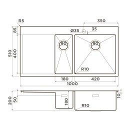 Мойка Omoikiri Akisame 100-2-IN-L
