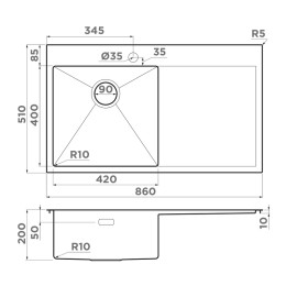Мойка Omoikiri Akisame 86 IN-L