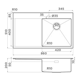 Мойка Omoikiri Akisame 86 IN-L