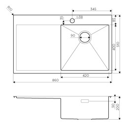 Мойка Omoikiri Akisame 86-IN-R