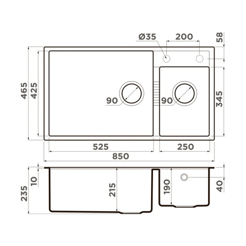 Мойка Omoikiri Tedori 85-2-U-WH