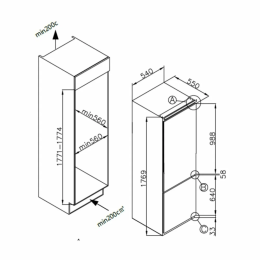 Встраиваемый холодильник MAUNFELD MBF17754NFWHGR LUX