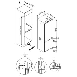 Встраиваемый холодильник Meferi MBR193 TOTAL NO FROST ULTRA