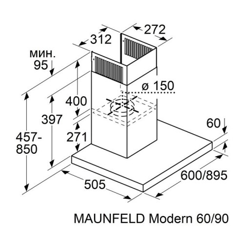 Кухонная вытяжка Maunfeld Modern 60 черный