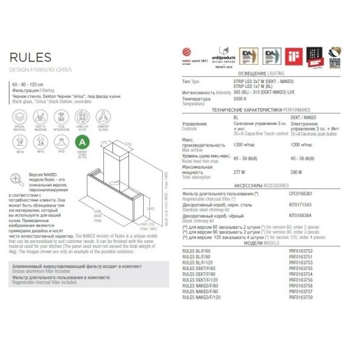 Кухонная вытяжка Elica Rules Dekt/F/120