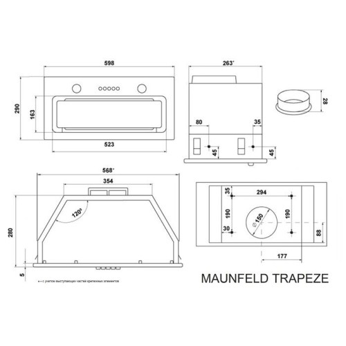 Встраиваемая вытяжка Maunfeld Trapeze 602IG белый
