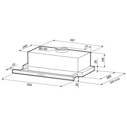 Встраиваемая вытяжка Krona Kamilla Slim 600 Inox 2 мотора
