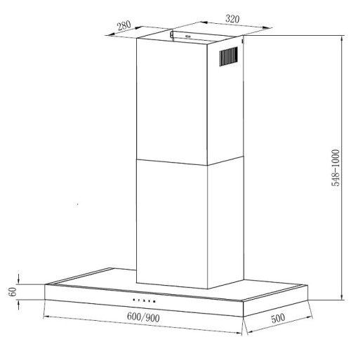 Кухонная вытяжка Krona Rut 900 inox 3P S