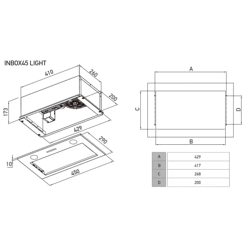 Встраиваемая вытяжка Meferi INBOX45BK LIGHT