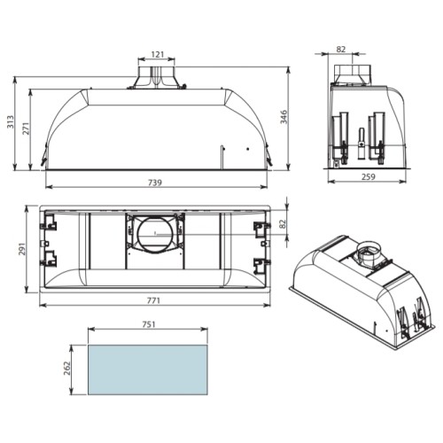 Встраиваемая вытяжка Falmec Built in Burano 70 BK CBIN70 E9P2 ZZZN460F