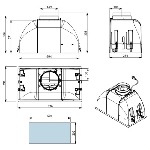 Встраиваемая вытяжка Falmec Gruppo Incasso 50 Green Tech CGRW50 E1P2 ZZZI491F