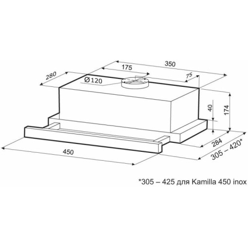 Встраиваемая вытяжка Krona Kamilla 1M 450 Inox