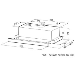 Встраиваемая вытяжка Krona KAMILLA 450 black