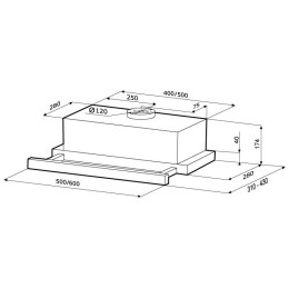 Встраиваемая вытяжка Krona Kamilla 600 dark glass 1мотор