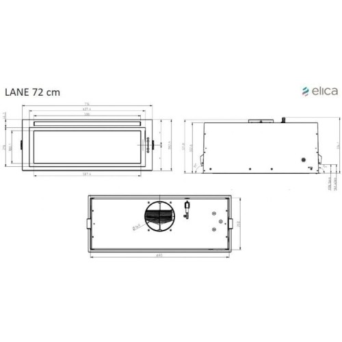 Встраиваемая вытяжка Elica LANE BL MAT A 72