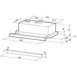 Встраиваемая вытяжка KRONA KAMILLA 600 WOOD 2 мотора