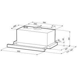 Встраиваемая вытяжка KRONA KAMILLA power 600 inox 3Р