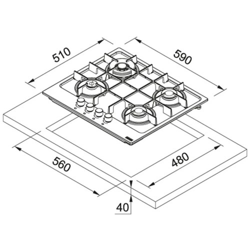 Газовая варочная панель Franke FHMA 604 3G DC XS C 106.0554.404