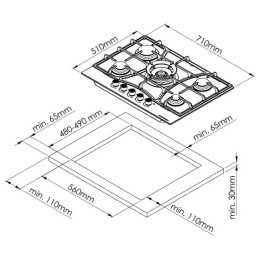 Газовая варочная панель Kuppersberg FG 73 B
