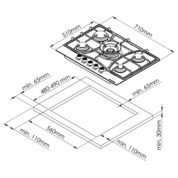 Газовая варочная панель Kuppersberg FG 73 W