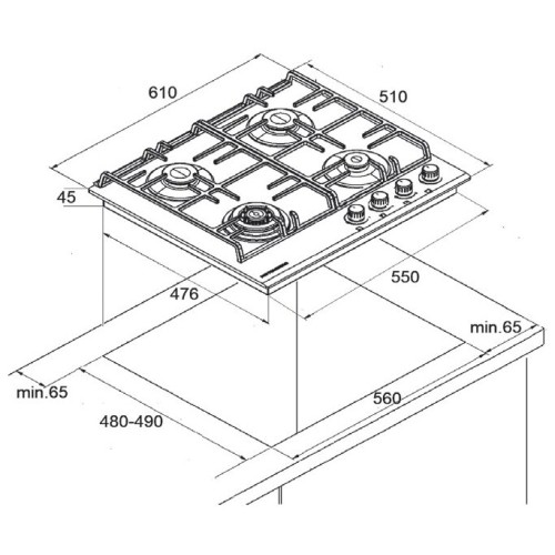 Газовая варочная панель Kuppersberg FS 65 ANT