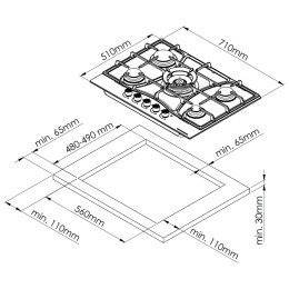 Газовая варочная панель Kuppersberg FS 73 X