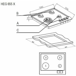 Газовая варочная панель EVELUX HEG 655 X