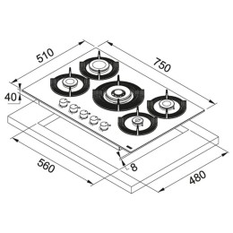 Газовая варочная панель Franke FHMF 755 4G DC C BK 106 0541 752