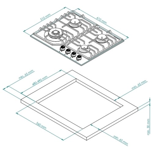 Газовая варочная панель Kuppersberg FG 603 C Bronze