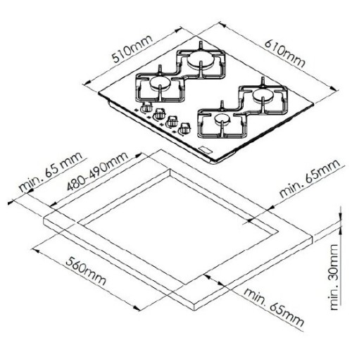 Газовая варочная панель Kuppersberg FS 62 W