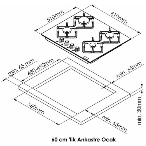 Газовая варочная панель Kuppersberg FG 62 GR