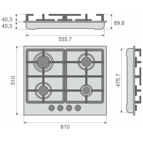 Газовая варочная панель Konigin Blaze 604 IXW