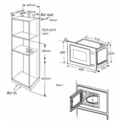 Встраиваемая микроволновая печь Meferi MMO6025IX Power