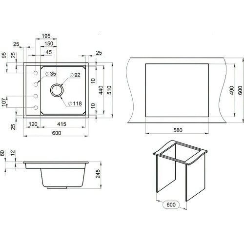 Кухонная мойка Granula KS-6004 шварц