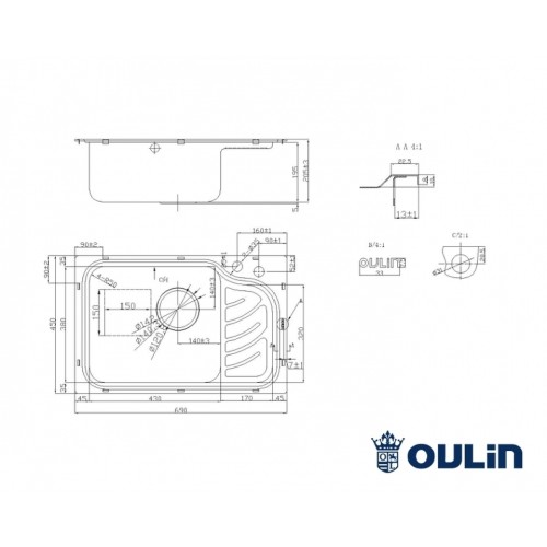 Кухонная мойка Oulin OL-327L