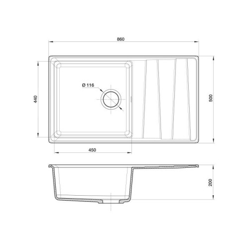 Кухонная мойка GranFest GF-LV-860L черный