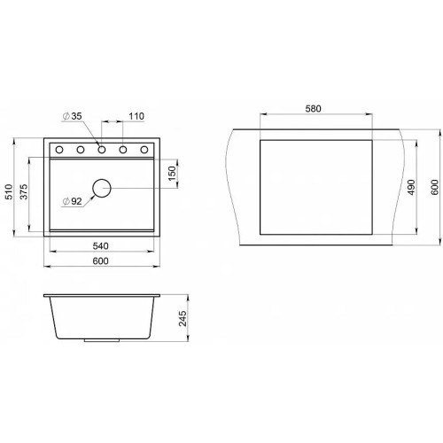 Кухонная мойка Granula KS-6003 черный