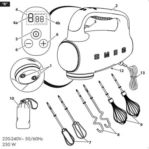 Ручной миксер Smeg HMF01BLEU