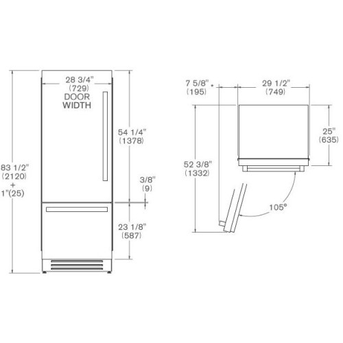 Встраиваемый холодильник Bertazzoni REF755BBLXTT