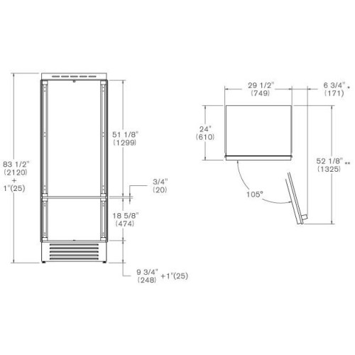 Встраиваемый холодильник Bertazzoni REF755BBRPTT
